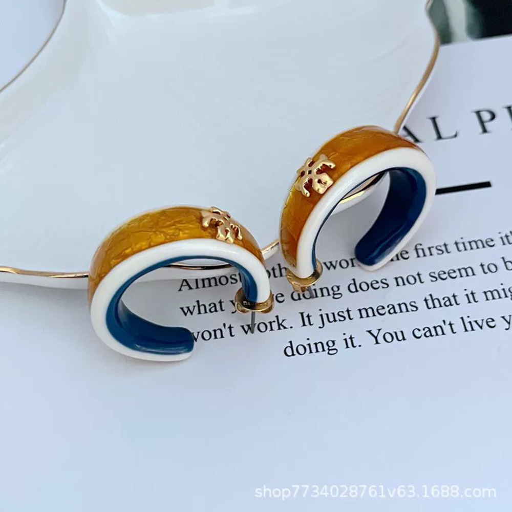 Tory Burch Enamel Inlay Metal Letter Earrings